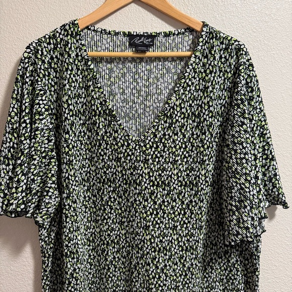 Russell Kemp Black, Green & White Blouse - Size 3X - Picture 2 of 13